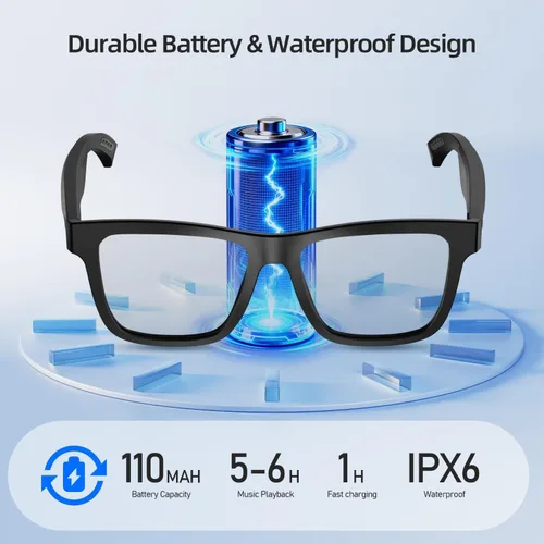 Miniatura 6 de Lentes inteligentes para hombres y mujeres, con GPT de chat, gafas de traducción Bluetooth AI con 164 idiomas, lente azul, lente de cambio