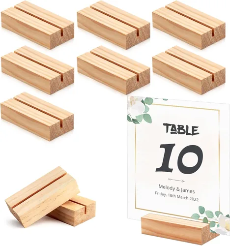 FSWCCK 10 soportes de madera para tarjetas de lugar, soportes de madera para números, soporte para fotos, soportes acrílicos para ceremonia, fiesta
