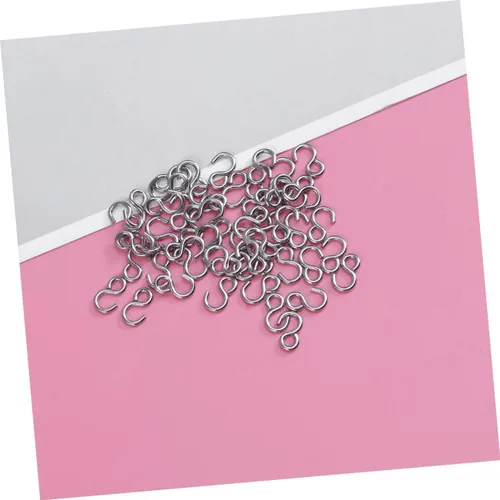 Miniatura 8 de 100 ganchos de acero inoxidable en forma de S, conectores de metal versátiles para manualidades, joyería colgante, llaveros y organización del hogar