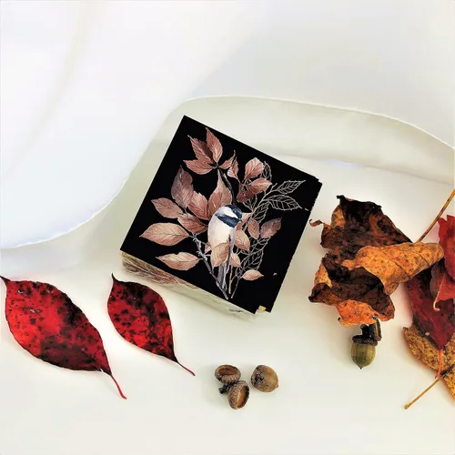 Miniatura 3 de Servilletas de pájaros de otoño de 13 x 13 pulgadas, servilletas de invierno negras, diseño de animales de Navidad, decoración para decoupage