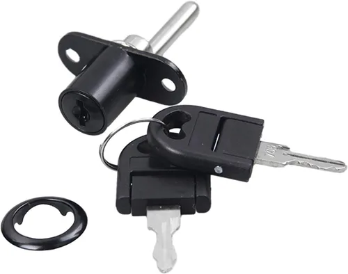 Miniatura 2 de Cerradura de émbolo resistente para protección segura de gabinetes y cajones, 0.630 in, color negro, espacio entre agujeros de 1.260 in