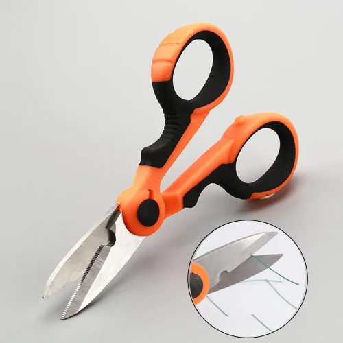 Miniatura 4 de Tijeras de pesca multiusos, herramientas de electricista de acero inoxidable dentadas para cortar alambre eléctrico, alambres de hierro, carne, aves
