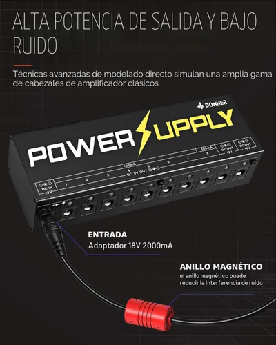 Miniatura 3 de Donner DP-1 Pedal de Guitarra Fuente De Alimentación 10 aislado DC salida 9 V/12 V/18 V para Pedal de efectos.