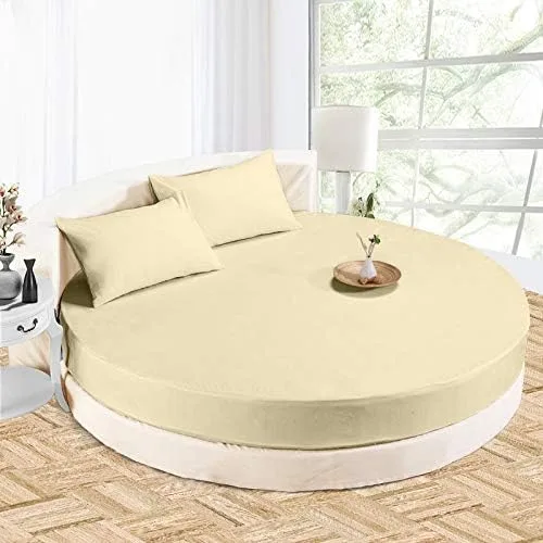 Miniatura 23 de Sábana bajera redonda 100% algodón de 800 hilos, 1 sábana bajera/inferior de 18 pulgadas de profundidad y 2 fundas de almohada, juego de sábanas
