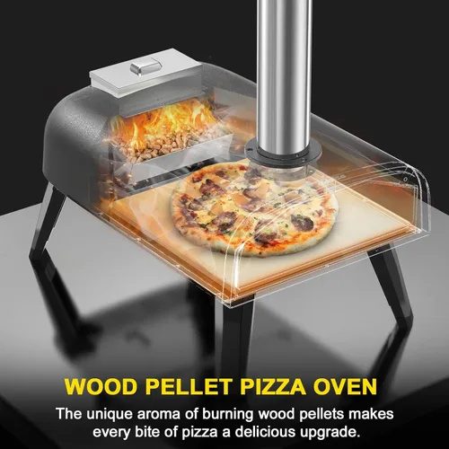 Miniatura 4 de aidpiza Horno de pizza al aire libre de 12 pulgadas, horno de pizza de leña de pellets para exteriores, horno de pizza portátil de acero inoxidable