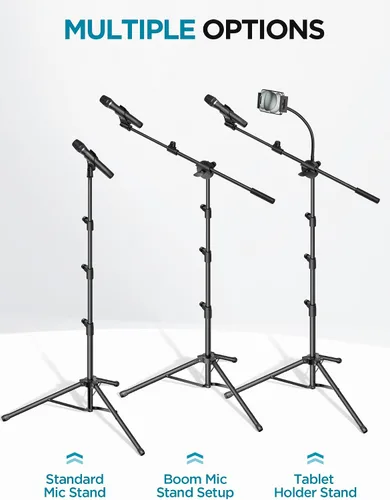Miniatura 3 de InnoGear Soporte de micrófono, 6 en 1, soporte de micrófono de piso con soporte para teléfono y tableta, altura ajustable de 30 a 72 pulgadas
