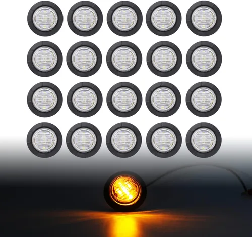 Miniatura 15 de TMH Luces marcadoras laterales redondas de 1-1/4 pulgadas, 6 luces LED de bala blanca, luces marcadoras LED de remolque, montaje en superficie