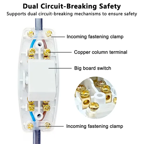 Miniatura 4 de Paquete de 2 interruptores de lámpara, interruptor de cable en línea con luz indicadora, interruptor en línea (6A 250 V), interruptor de cable