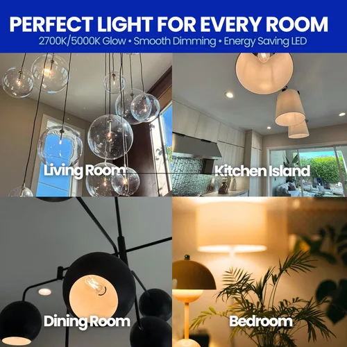 Miniatura 4 de EcoBright - Paquete de 4 bombillas de filamento LED A19 regulables, 10 W, equivalente a 100 W, 1100 lúmenes, blanco cálido, 2700 K, base E26, CRI90