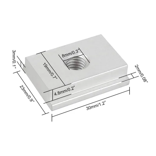 Miniatura 2 de 12 piezas M8 T-Slider para ranura en T, tuerca en T deslizante de aleación de aluminio roscada en T tuerca deslizante en T Bloque de tuerca