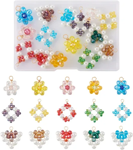 Miniatura 12 de Cheriswelry 48 piezas de 15 mm de abalorios de aleación de metal de color gris plateado, cristales de strass, dijes planos redondos, dijes de piedra
