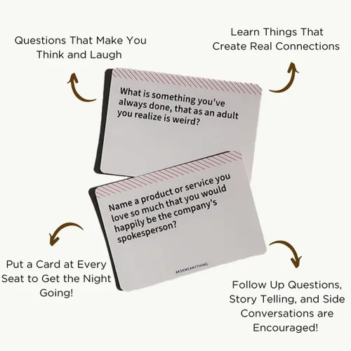 Miniatura 7 de ASKMEANYTHING Paquete de cena - 50 tarjetas de inicio de conversación para cenas memorables