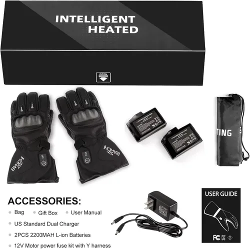 Miniatura 6 de Guantes térmicos para hombres y mujeres, guantes de motocicleta con calefacción, impermeables, guantes de calefacción eléctricos para pantalla