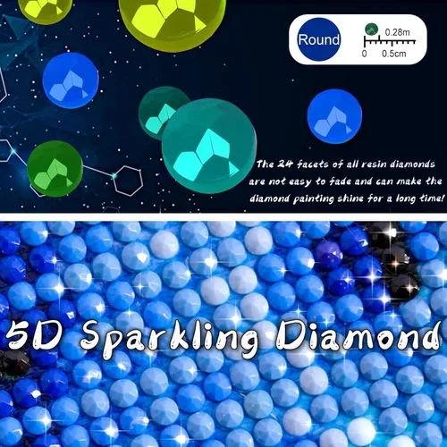 Miniatura 6 de Kit de pintura de diamantes para adultos con gemas de taladro completo redondo para decoración de pared del hogar, regalos de 12 x 16 pulgadas