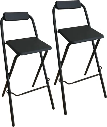 Miniatura 10 de Taburete de bar plegable de 30 pulgadas con respaldo, silla alta plegable, taburete de barra de altura de mostrador para cocina, oficina, fiesta