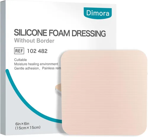 Miniatura 15 de Dimora Apósitos de Espuma de Silicona Sin Borde Paquete de 10 - 3" x 3" Altamente Absorbentes Adhesivos Impermeables para Heridas, Almohadillas