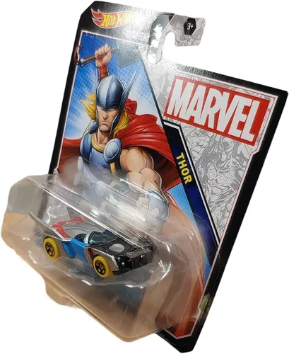 Miniatura 3 de Hot Wheels Marvel Thor - Coche de personajes de Marvel, vehículo fundido a presión a escala 1/64, multicolor, 3 pulgadas