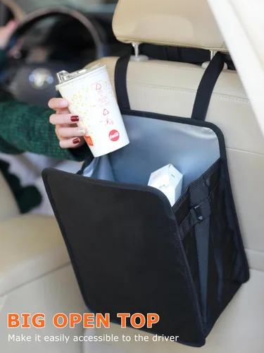 Miniatura 3 de Ginsco Bote de Basura para Auto de 3 Galones con Tapa Abierta, Bolsa de Basura Colgante para Auto de Gran Capacidad a Prueba de Fugas con Forro
