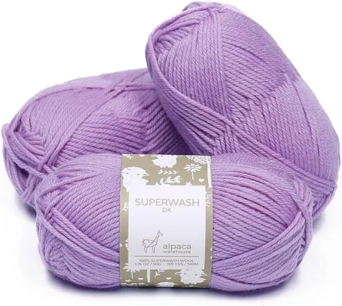 Miniatura 36 de 100% lana pura Superwash de Alpaca Warehouse, juego de 3 madejas (150 gramos) de peso DK - Procedencia directa de Perú - Celestialmente suave