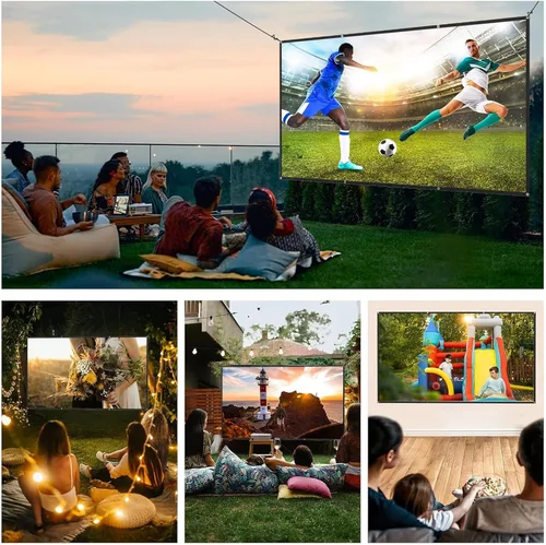 Miniatura 7 de AAJK Alr - Pantalla de proyector para exteriores, pantalla de proyector de película 4K HD 16:9, proyector portátil plegable antiarrugas, pantalla