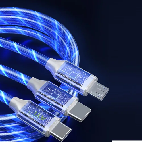 Miniatura 8 de AYI 3 combinaciones de múltiples puertos USB A a USBC Micro PD cable de carga rápida iluminado flujo de corriente compatible con casi todos