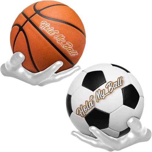 Juego de soportes de pelota de baloncesto de mano, soportes de pared para escultura de mano izquierda y derecha para baloncesto, voleibol y fútbol,
