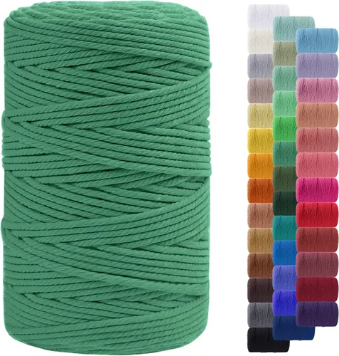 Miniatura 110 de Cuerda de macramé de 0.079 in para 219 yardas, cuerda de algodón natural para manualidades, hilo de cuerda de macramé de colores para colgar