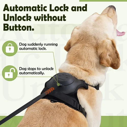 Miniatura 2 de Arnés 2 en 1 para perro, arnés para mascotas sin tirones con correa autoencogible, función de bloqueo automático para evitar que el perro corra
