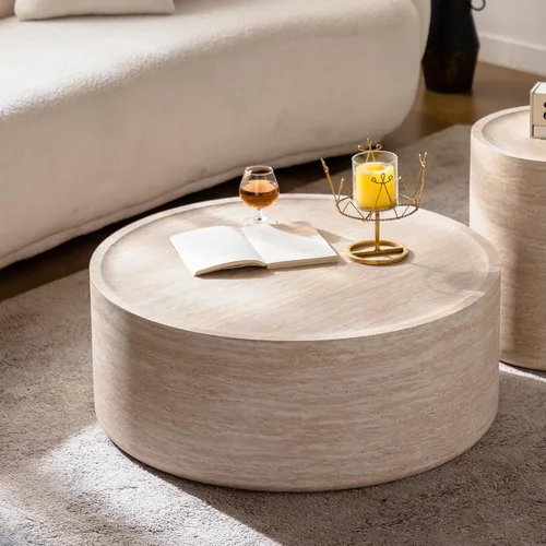 Miniatura 27 de Mesa de centro moderna, mesa de té central circular de 15.75 pulgadas, mesa de cóctel, mesas de centro redondas cilíndricas para sala de estar