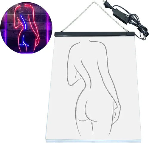 Miniatura 8 de ADVPRO Señal de neón LED de doble color con texto en inglés "Lady Back", diseño de cueva sexy para niñas, color azul y rojo, 12 x 16 pulgadas, azul