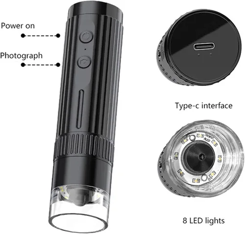 Miniatura 5 de Microscopio digital, cámara plegable de microscopios de bolsillo de mano, microscopio USB de aumento 50X a 1000X para iOS