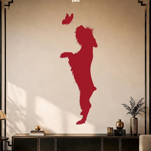 Miniatura 2 de Vinilo adhesivo de pared para perro, mariposa, mascotas, hogar, cuidado de animales, guardería, decoración grande (g1546), color negro