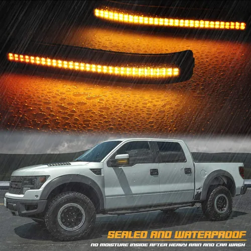Miniatura 6 de Luces LED secuenciales para espejo lateral con lente ahumada Compatible con Ford F150 2009 a 2014