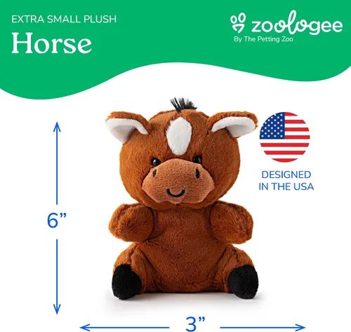 Miniatura 5 de The Petting Zoo Peluche de caballo de peluche, regalos para niños, animales de vida silvestre Nuggetz, juguete de peluche de caballo marrón, 6