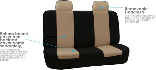 Miniatura 5 de Fundas para asiento FH GROUP FH-FB050102 planas, para la mayoría de los autos, camiones, furgonetas o camionetas, Beige-FH2033