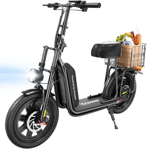 iScooter F7 - Scooter eléctrico para adultos, motor potente de 1000W, velocidad máxima de 45 MPH y alcance de 28 millas, scooter de 16'' con