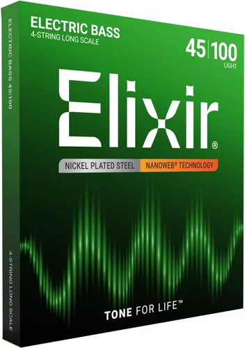 Miniatura 11 de Elixir - cuerdas chapadas en níquel, 4 cuerdas para bajo con recubrimiento nanoweb, muy livianas, escala larga (.040-.095)