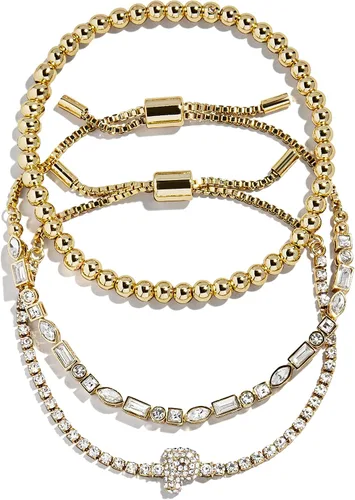 Miniatura 38 de BaubleBar Juego de pulsera Pisa para mujer, tres pulseras de cuentas chapadas en oro, joyería de moda, regalo de moda