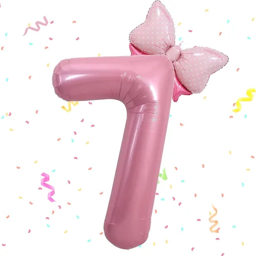 Miniatura 13 de HIBILDER 2 globos rosados del número 6 y mini lazo, decoraciones de fiesta de cumpleaños de 40 pulgadas, suministros de fiesta de sexto para niñas