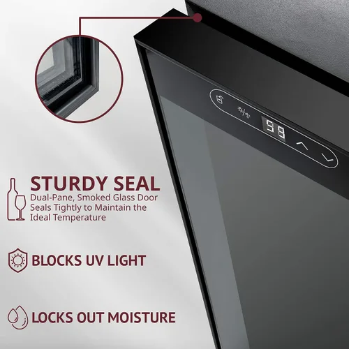 Miniatura 2 de Schmecke - Refrigerador de vino con compresor de 12 botellas con cerradura Gran bodega independiente Refrigerador de vino digital 41f-64f