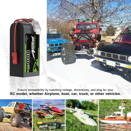 Miniatura 5 de OVONIC Batería Lipo de 7.4V 80C 800mAh 2S con enchufe JST [1 paquete que incluye 2 baterías]