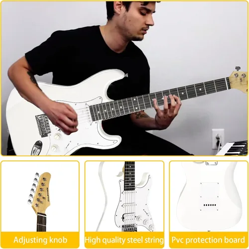 Miniatura 5 de Kit de guitarra eléctrica Soulmate para principiantes, 39" con pastillas HSS, amplificador de 15W, cejilla, correa, cuerdas, cable, púas, bolsa