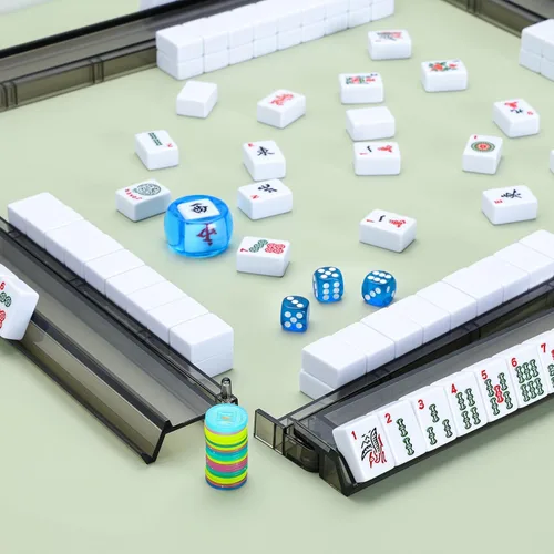 Miniatura 5 de Mahjong - Soporte y empujador de fichas todo en uno, combo de soporte y empujador de Mahjong de acrílico transparente, soportes modernos de fichas
