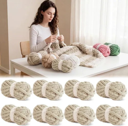 Miniatura 15 de BALAPET Hilo grueso para tejer a mano, hilo de felpa gruesa súper suave para manta y tejer bricolaje, hilo voluminoso jumbo esponjoso, apto
