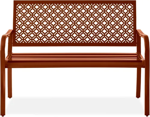 Miniatura 16 de Best Choice Products Banco al aire libre para 2 personas, muebles de bancos de acero metálico para jardín, patio, porche, entrada con respaldo
