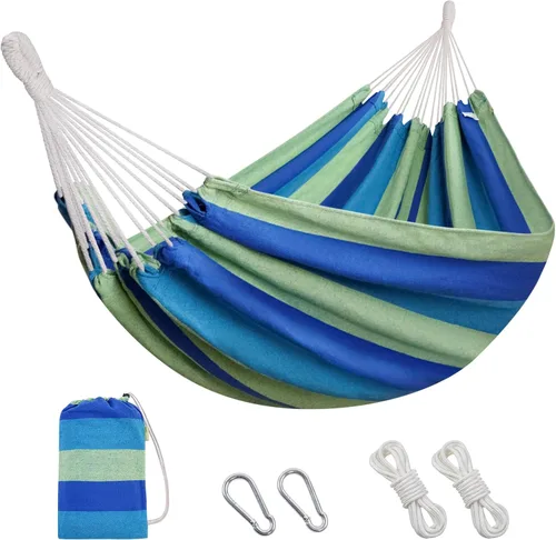 Miniatura 20 de Hamaca brasileña con correas para árboles, hamacas de lona, hamaca portátil con bolsa de transporte para patio trasero, porche, uso en exteriores e
