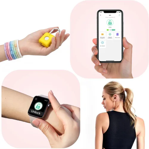 Miniatura 2 de Candado de huella digital eLinkSmart para casillero de gimnasio con aplicación para teléfono iOS, cerradura de combinación sin llave de metal
