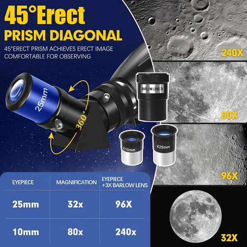 Miniatura 3 de Telescopio, apertura de 90 mm 800 mm - Telescopio para adultos y niños, telescopios refractores profesionales para adultos de alta potencia