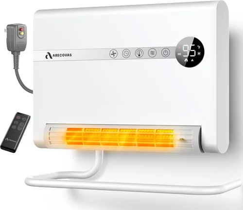 Calentador de pared con enchufe ALCI, calentador de espacio para dormitorio, calentadores eléctricos PTC de 1500 W de calentamiento rápido para uso