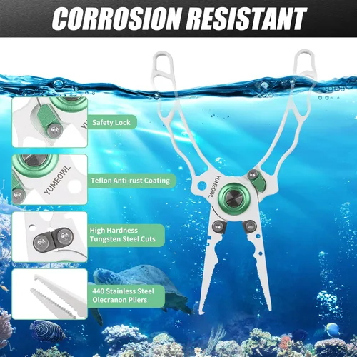 Miniatura 3 de Alicates de pesca con mango ergonómico innovador, resistente a la corrosión y agua salada, removedor de gancho multiherramienta de pesca, corte